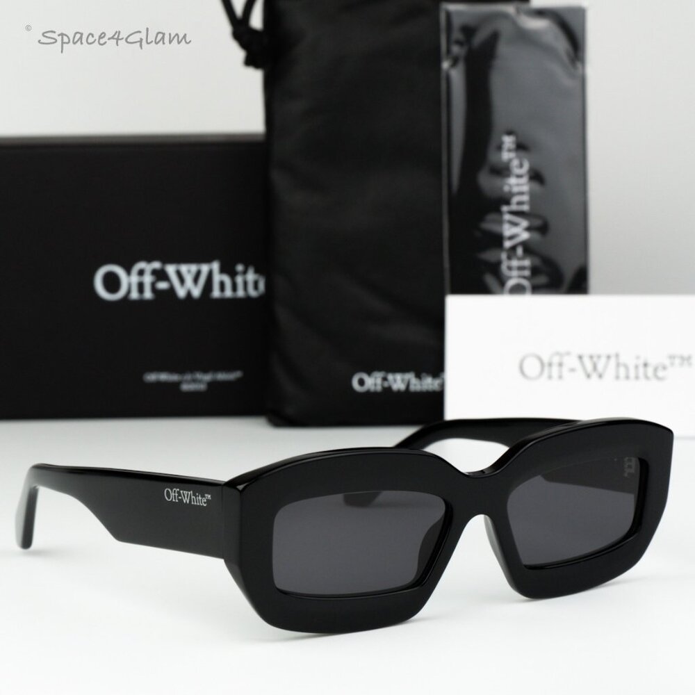 Off-White Women Sunglasses Black Grey Rectangle OERI138 CHARLOTTE 1007 BRAND NEW